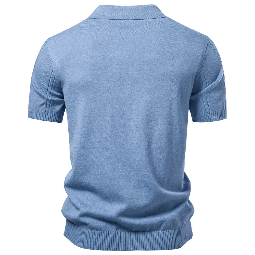 Men's Striped Knit Polo Shirt