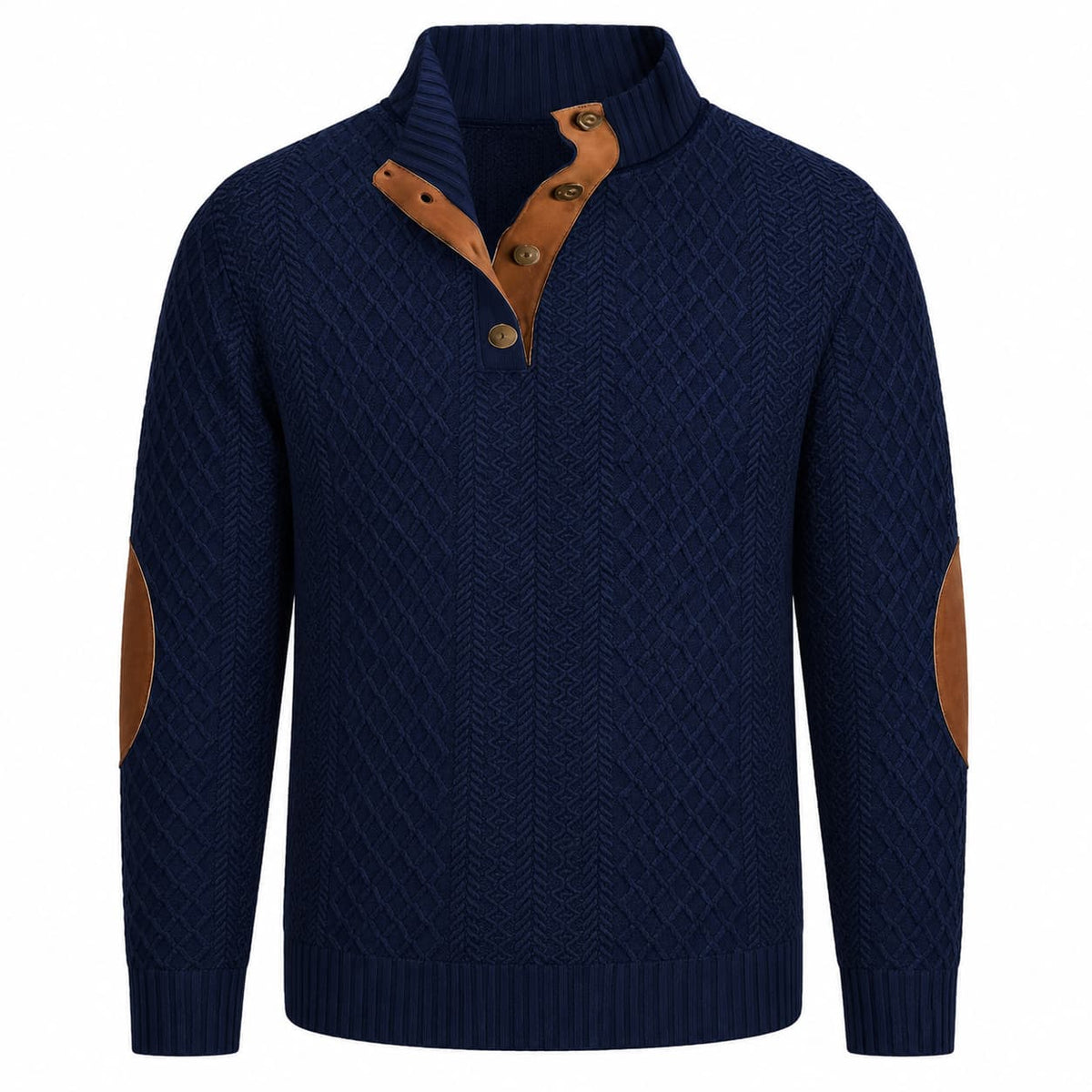 Men’s Textured Button Mock Neck Sweater