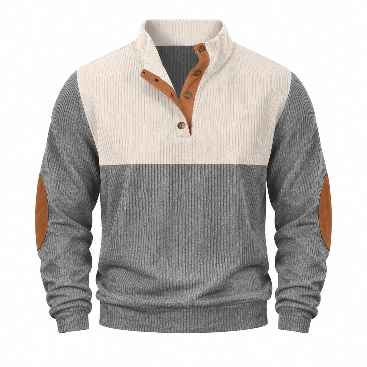 Men’s Colorblock Button Mock Neck Sweater