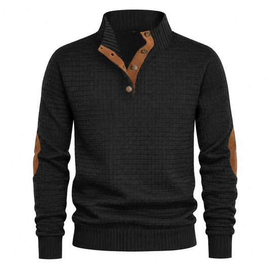 Men’s Textured Button Mock Neck Sweater