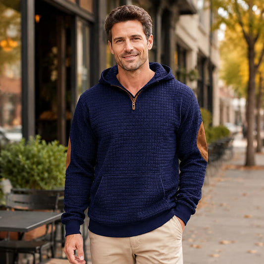 Men’s Textured Quarter Zip Pullover Hoodie