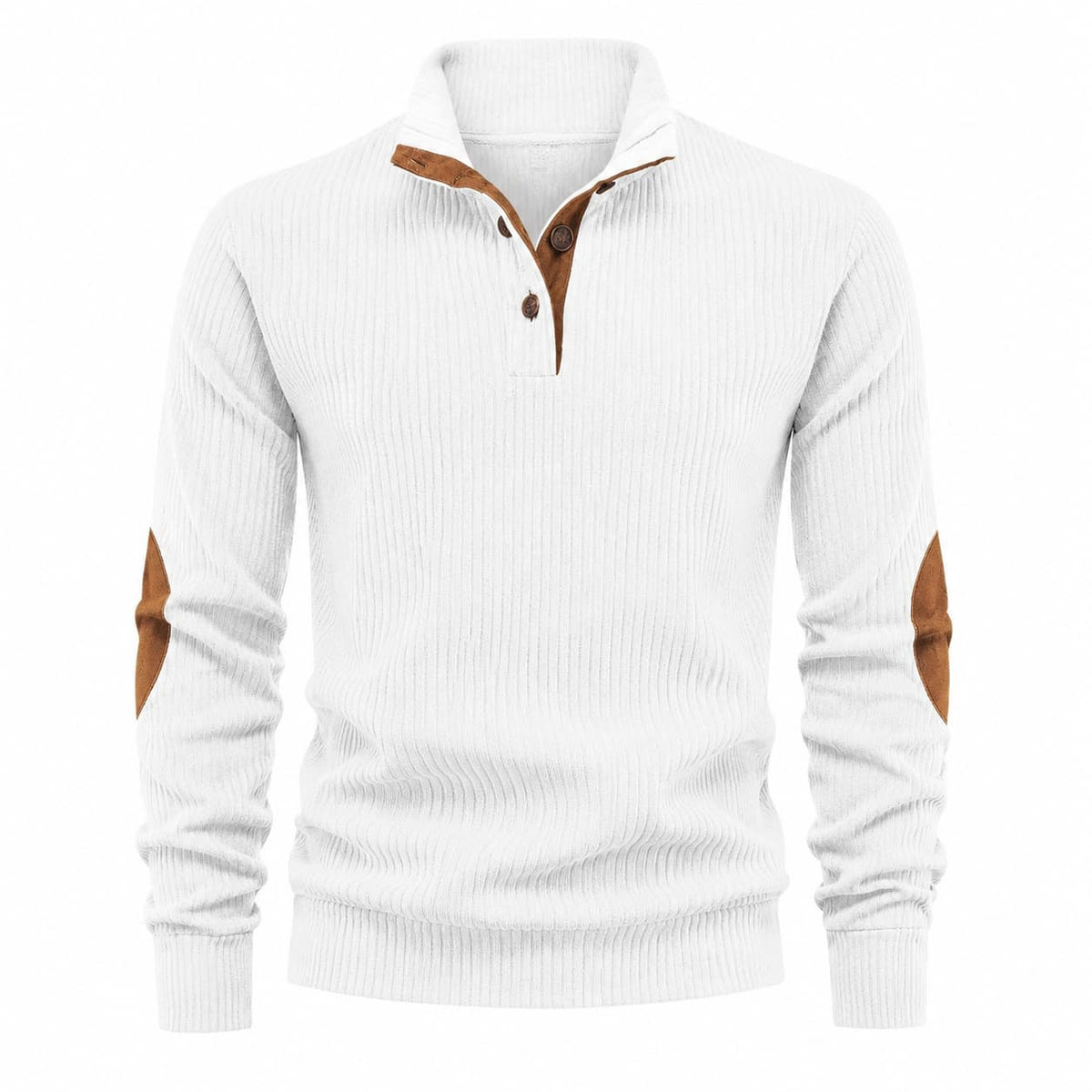 Men’s Ribbed Button Mock Neck Pullover