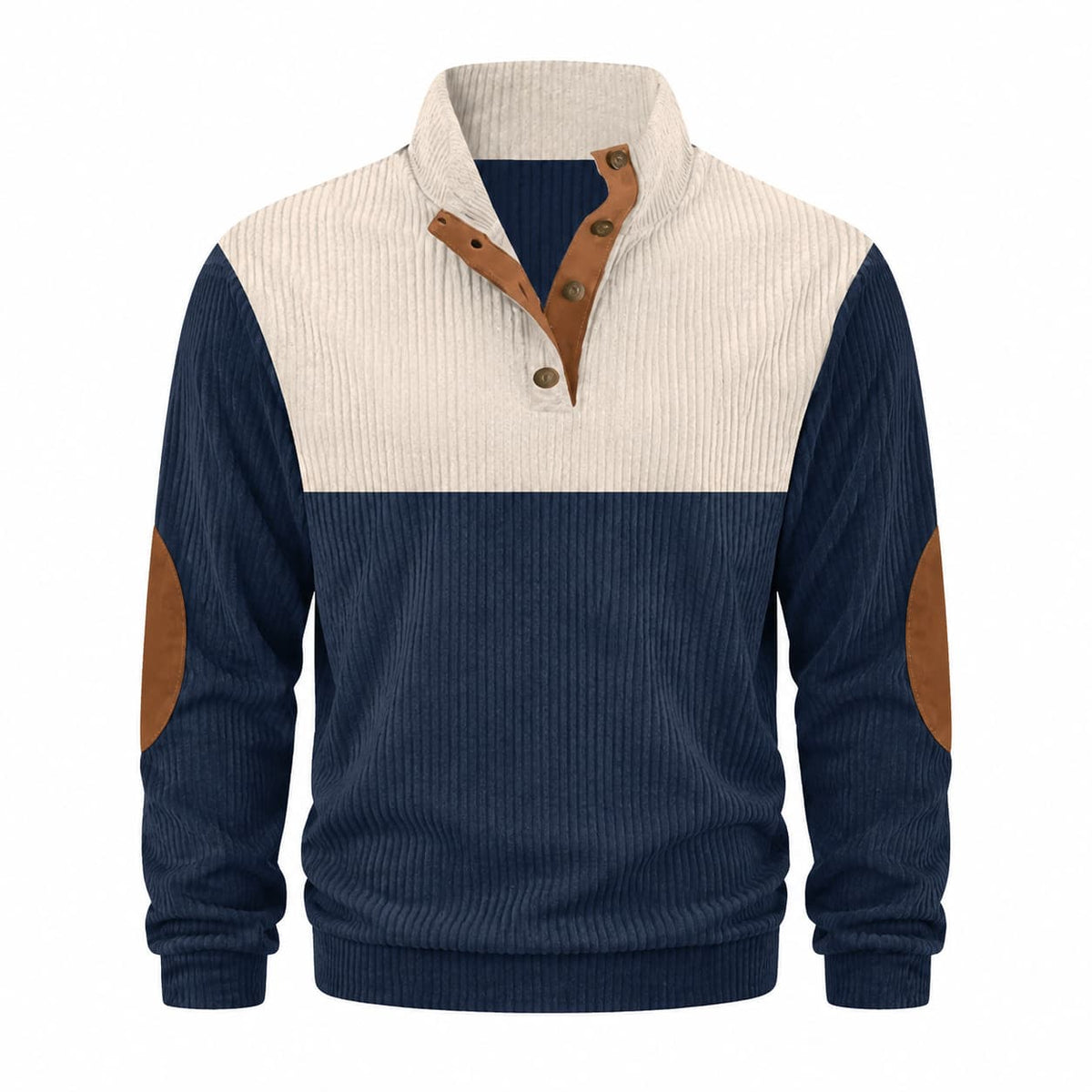 Men’s Colorblock Button Mock Neck Sweater