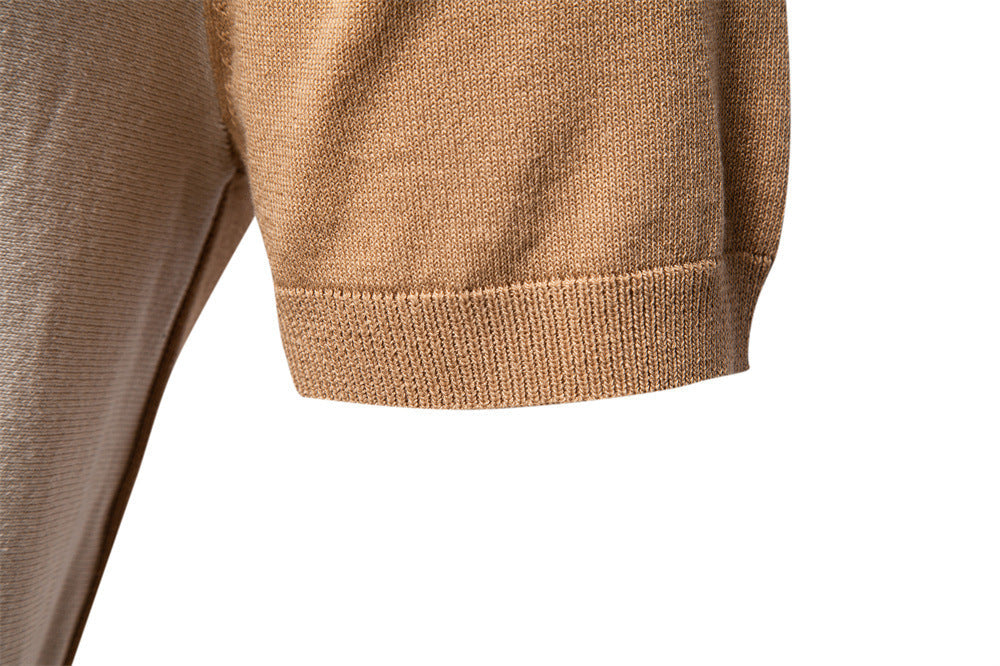 Men's Colorblock Striped Knit Polo Shirt