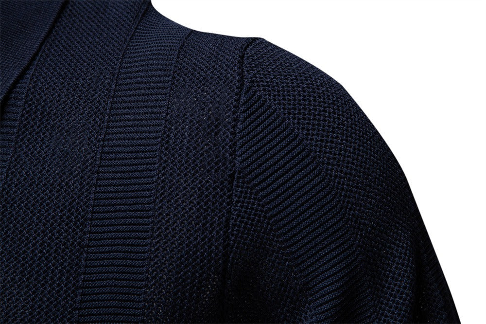 Men's Vertical Stripe Knit Polo Shirt