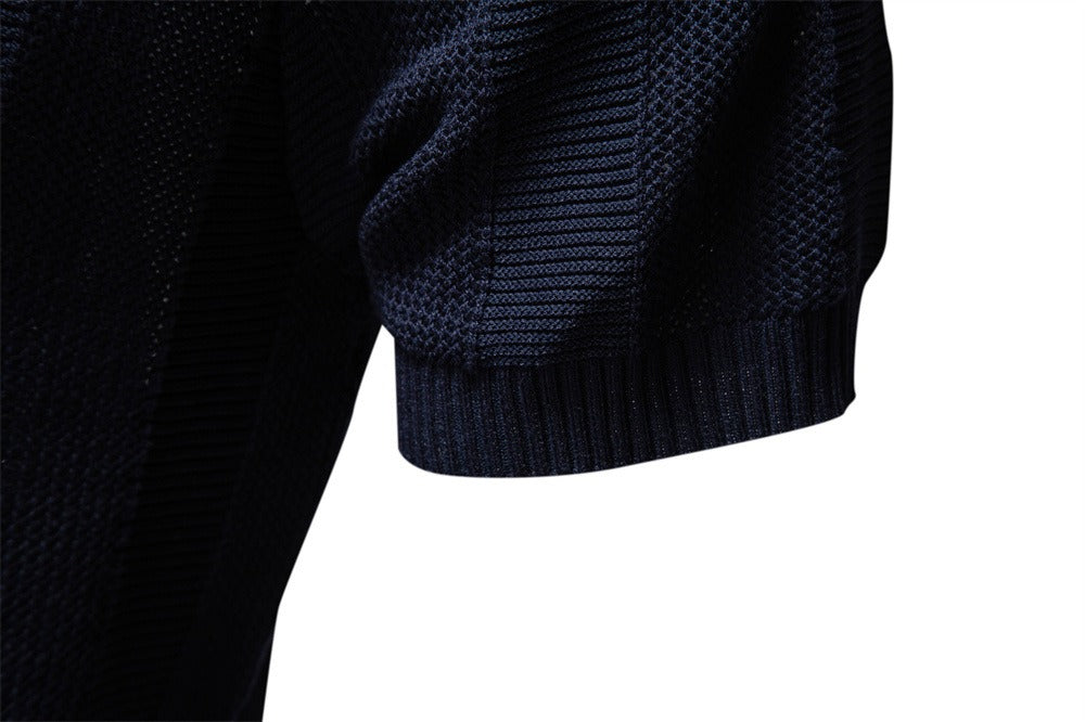 Men's Vertical Stripe Knit Polo Shirt