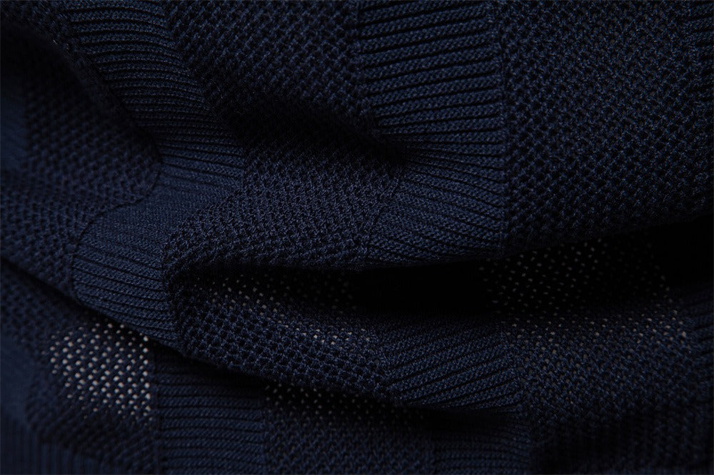 Men's Vertical Stripe Knit Polo Shirt