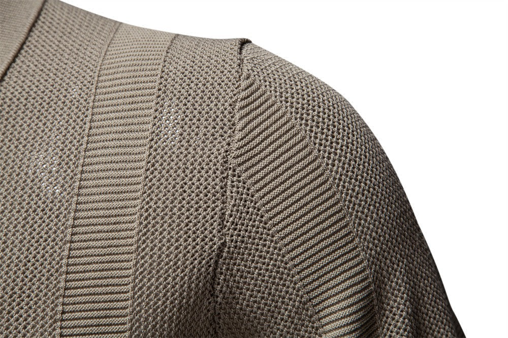 Men's Vertical Stripe Knit Polo Shirt