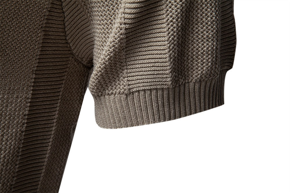 Men's Vertical Stripe Knit Polo Shirt