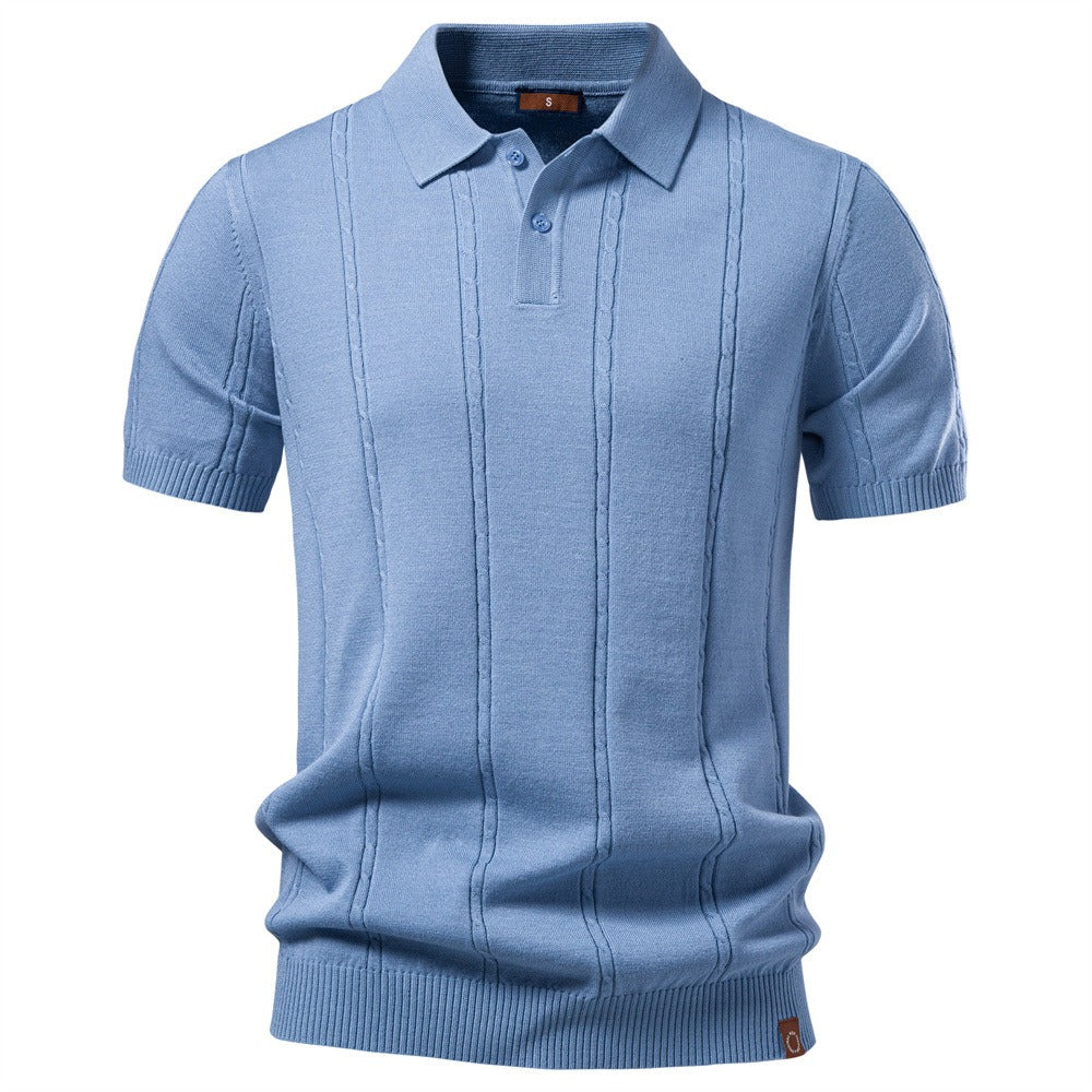 Men's Striped Knit Polo Shirt