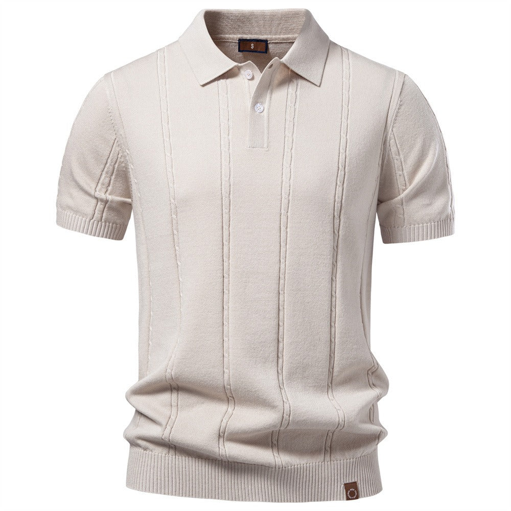 Men's Striped Knit Polo Shirt