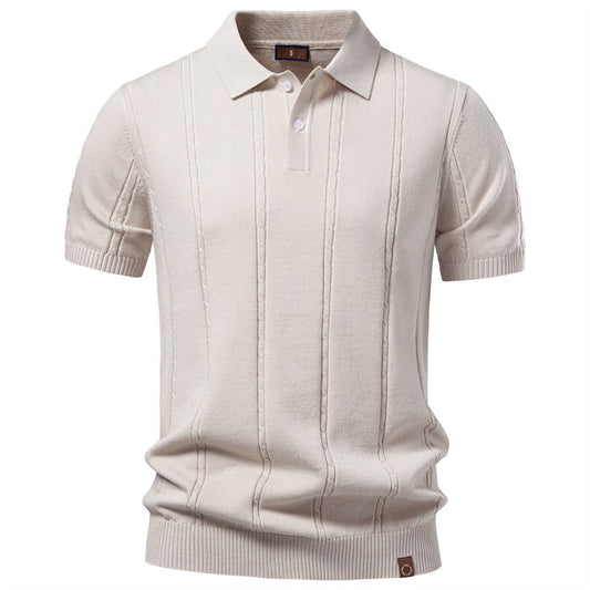 Men's Striped Knit Polo Shirt