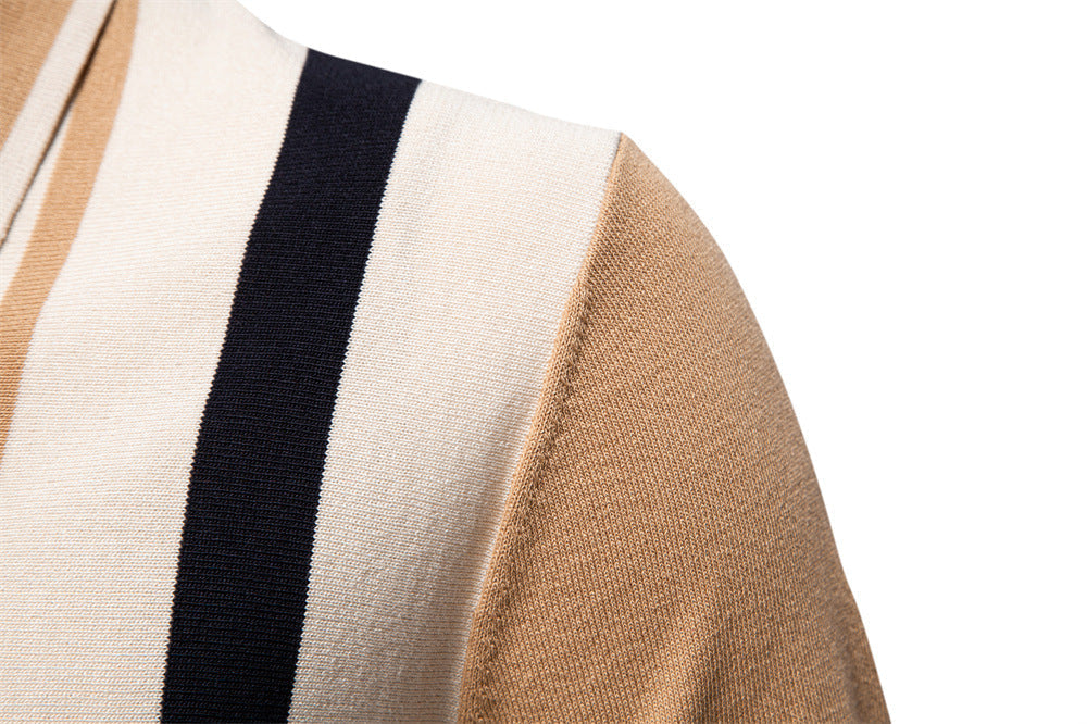 Men's Colorblock Striped Knit Polo Shirt