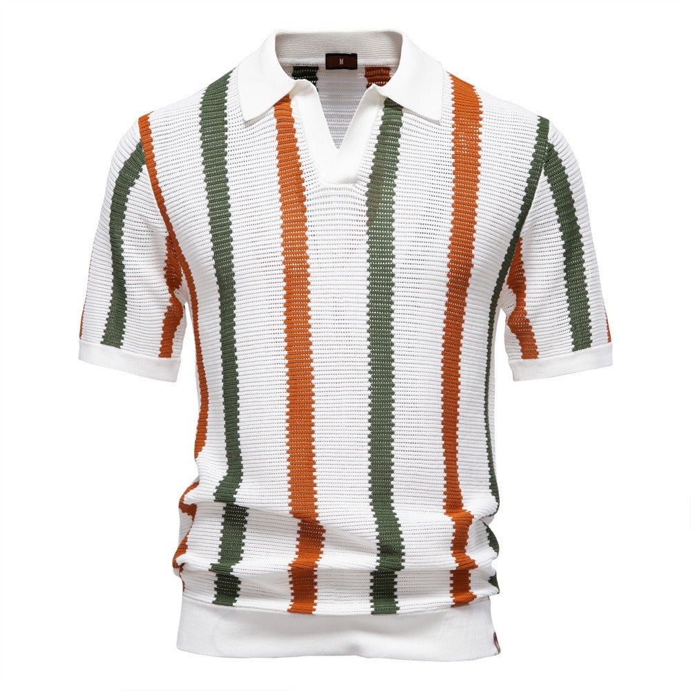 Men's Striped Resort Knit Polo Shirt