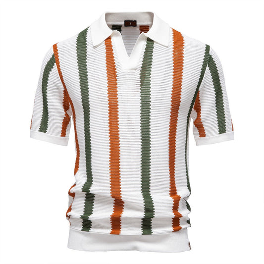 Men's Striped Resort Knit Polo Shirt