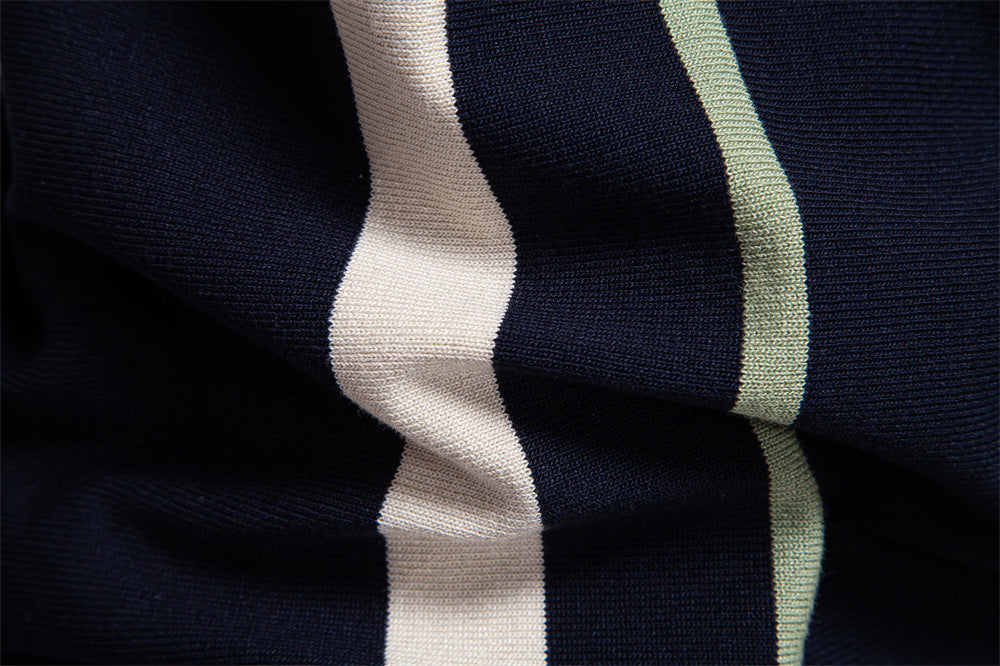Men's Colorblock Striped Knit Polo Shirt