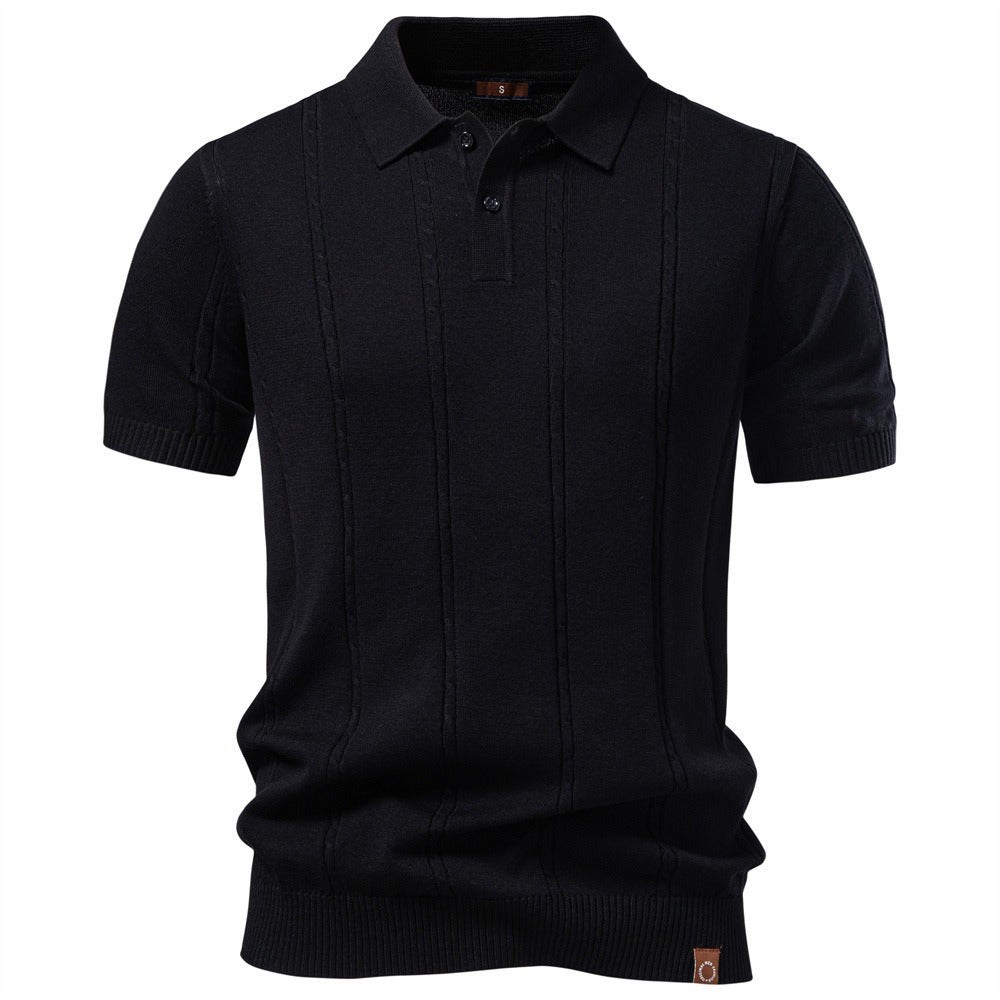 Men's Striped Knit Polo Shirt