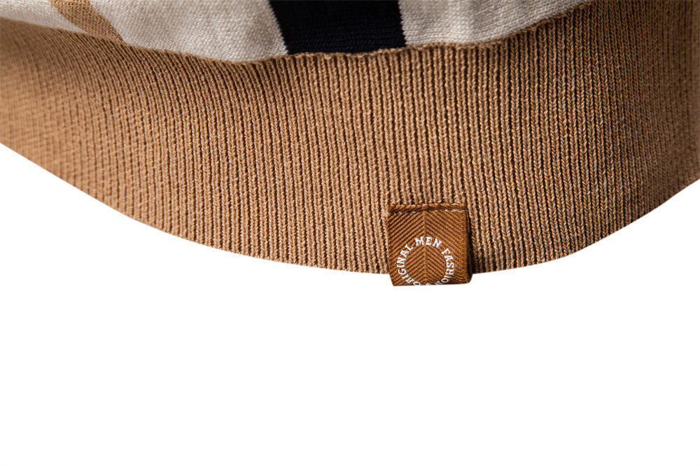 Men's Colorblock Striped Knit Polo Shirt
