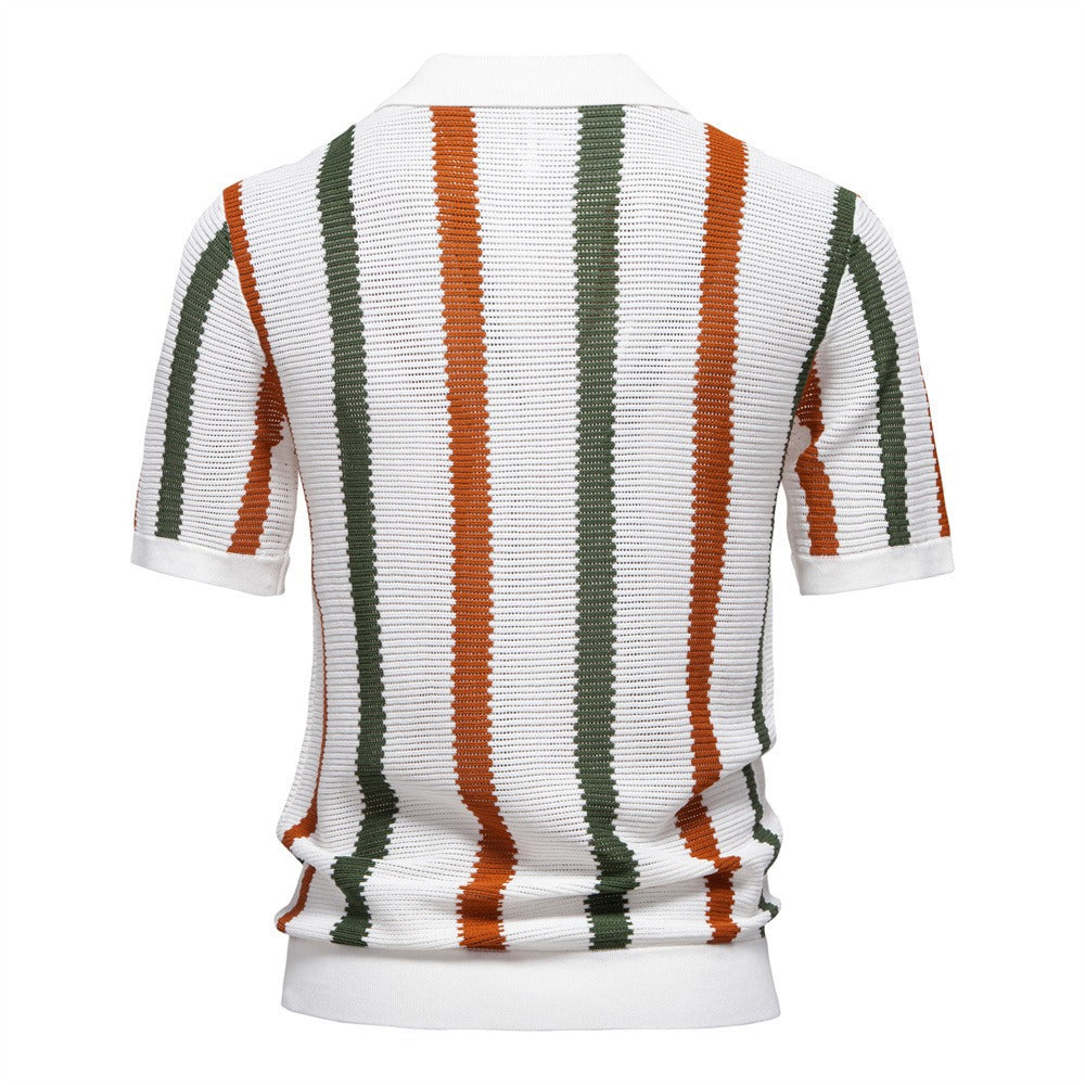 Men's Striped Resort Knit Polo Shirt
