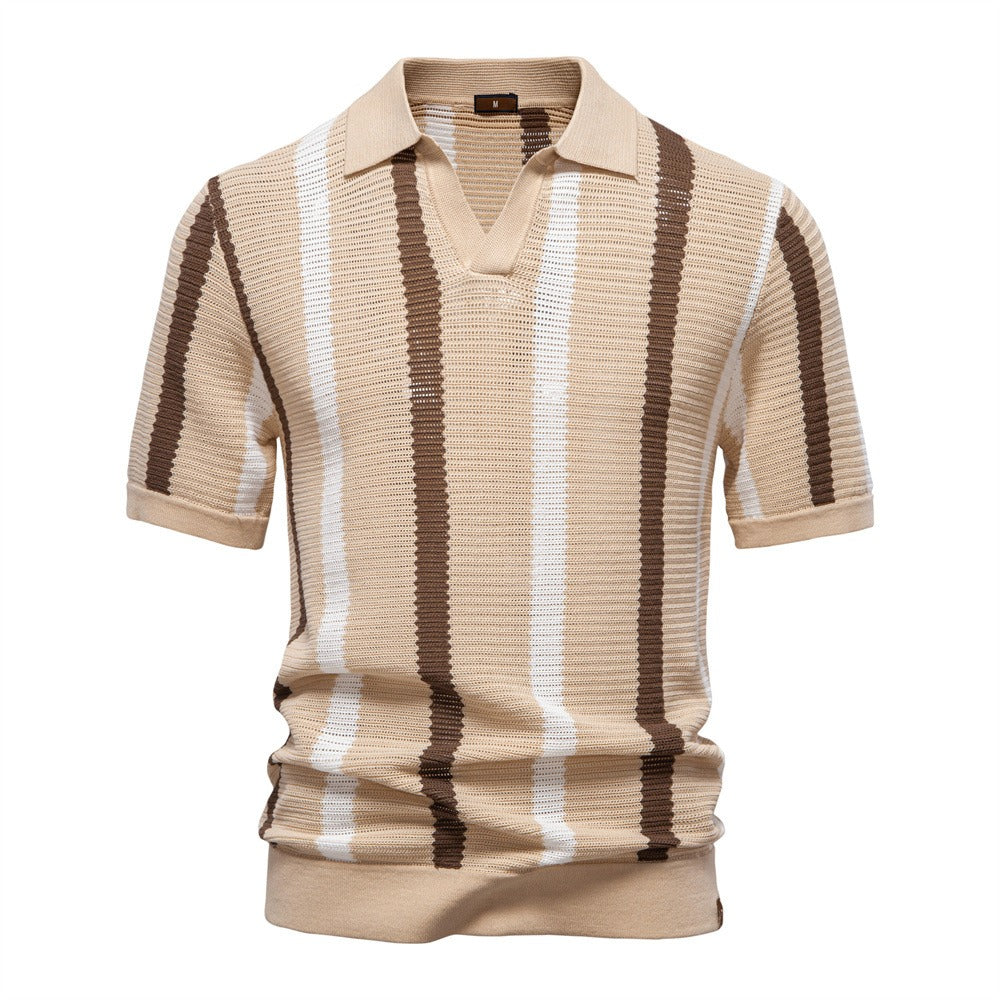 Men's Striped Resort Knit Polo Shirt