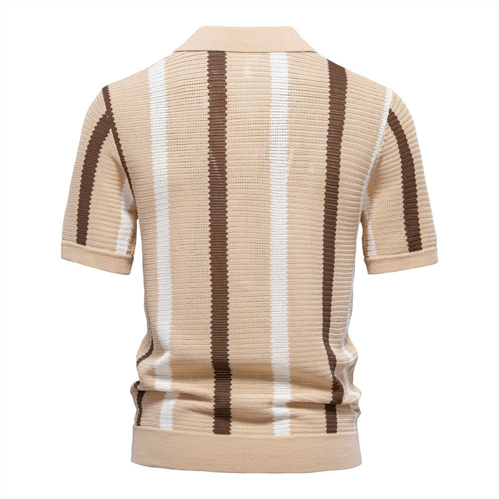 Men's Striped Resort Knit Polo Shirt