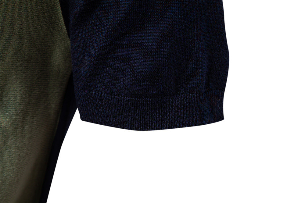 Men's Colorblock Striped Knit Polo Shirt