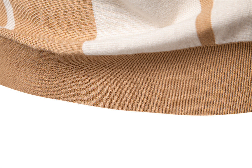 Men's Colorblock Striped Knit Polo Shirt