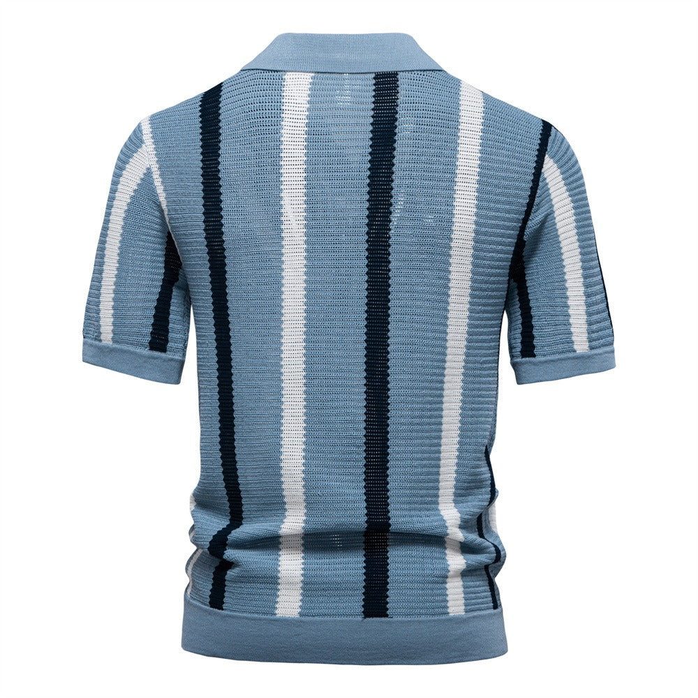Men's Striped Resort Knit Polo Shirt