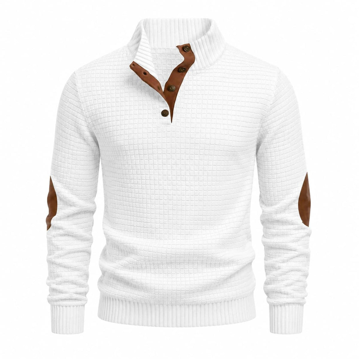 Men’s Textured Button Mock Neck Sweater