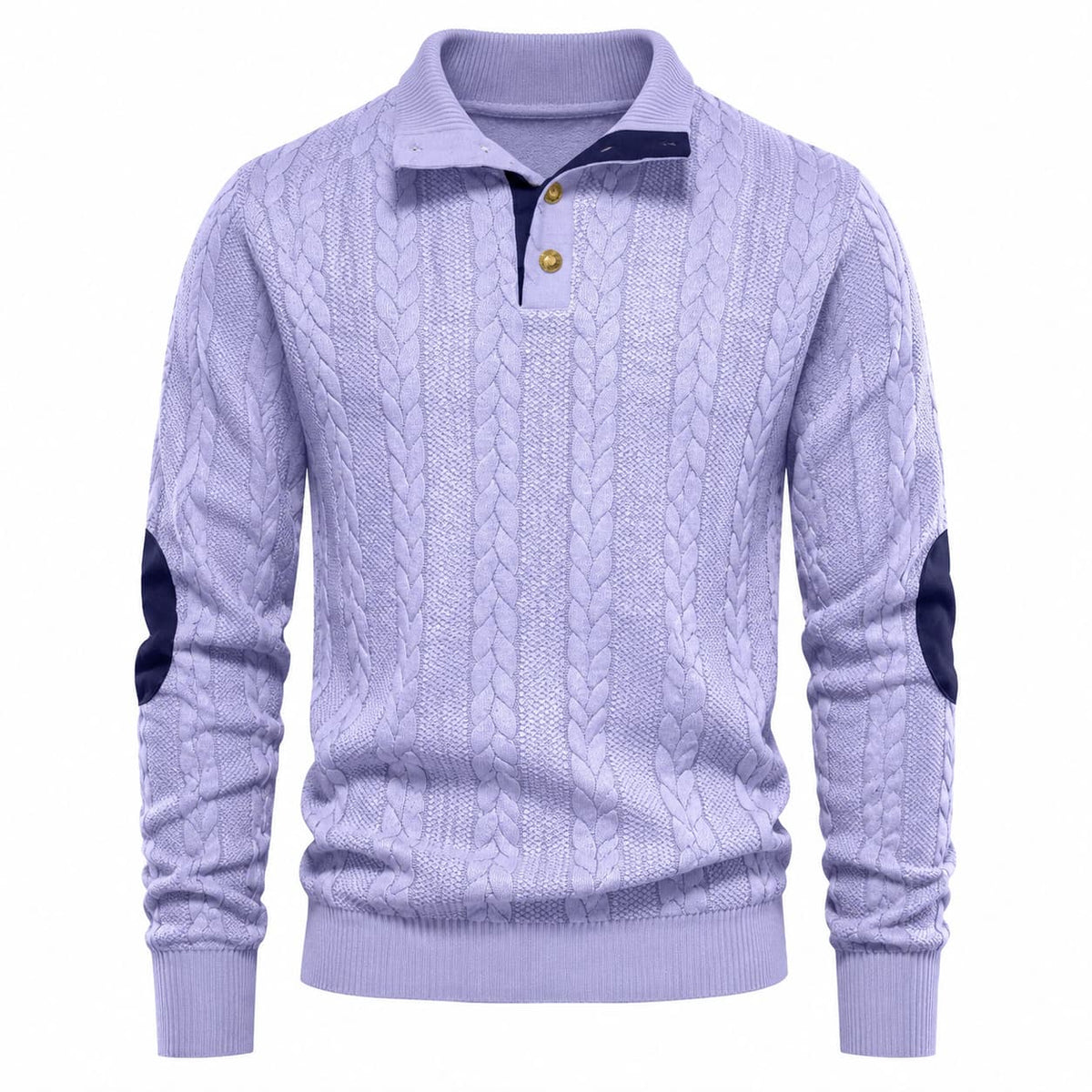 Men’s Cable Knit Button Mock Neck Sweater