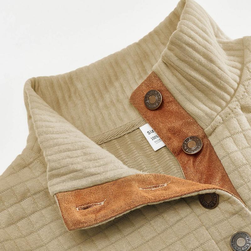 Men’s Textured Button Mock Neck Sweater