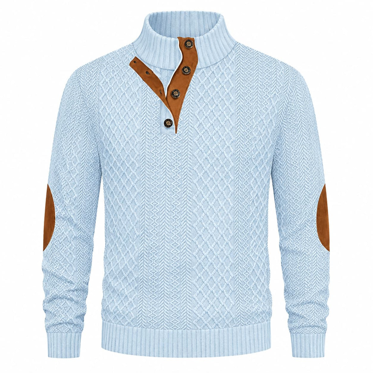 Men’s Textured Button Mock Neck Sweater