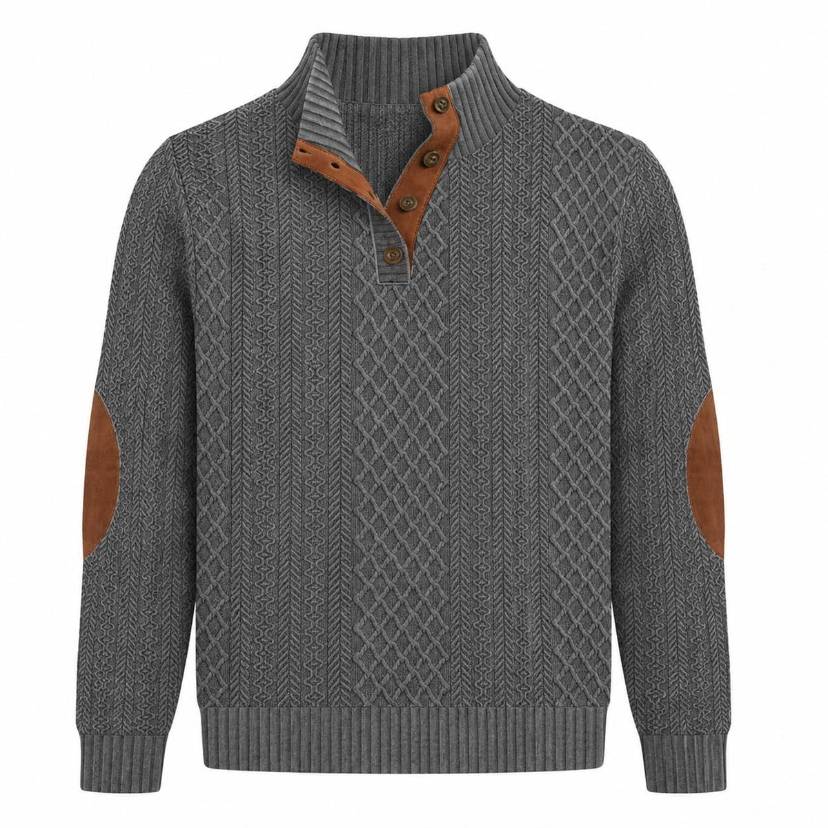 Men’s Textured Button Mock Neck Sweater