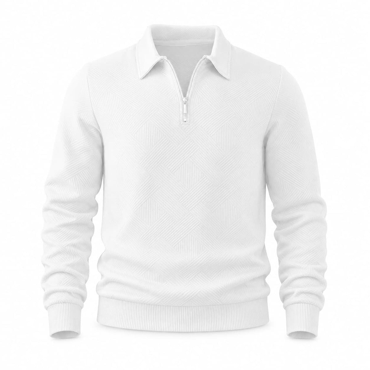 Men’s Textured Half Zip Polo Sweater