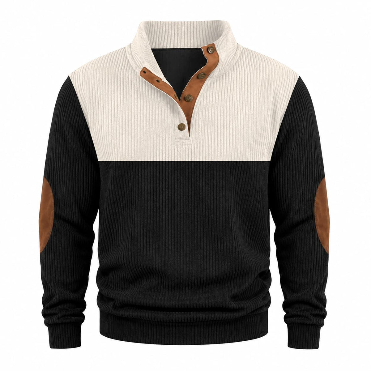 Men’s Colorblock Button Mock Neck Sweater