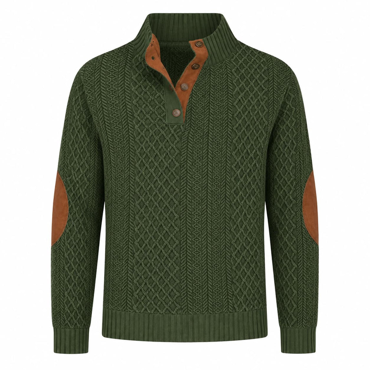 Men’s Textured Button Mock Neck Sweater