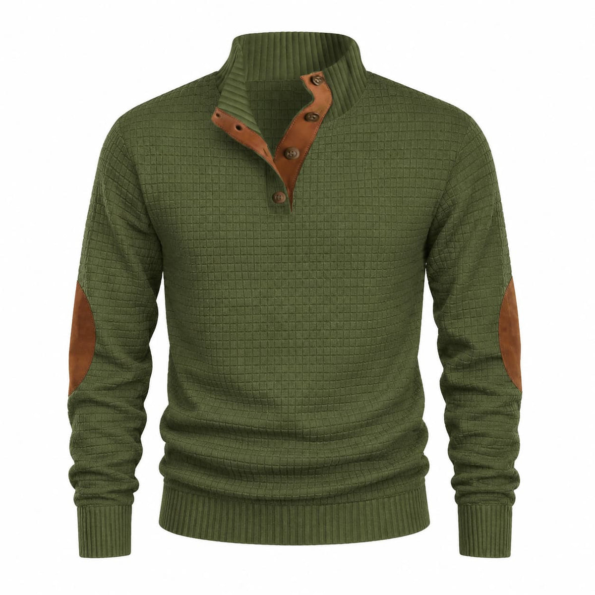 Men’s Textured Button Mock Neck Sweater
