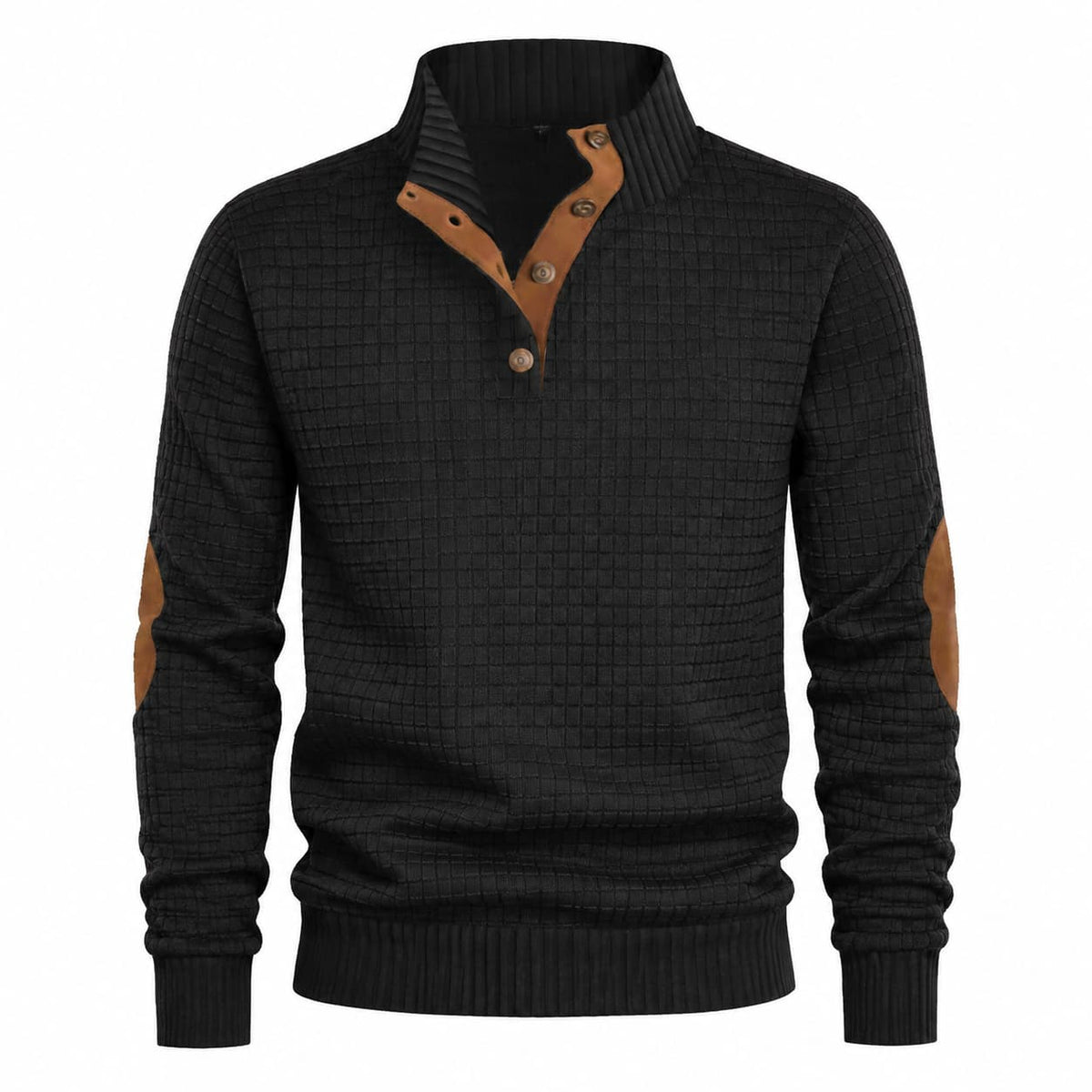Men’s Textured Button Mock Neck Sweater