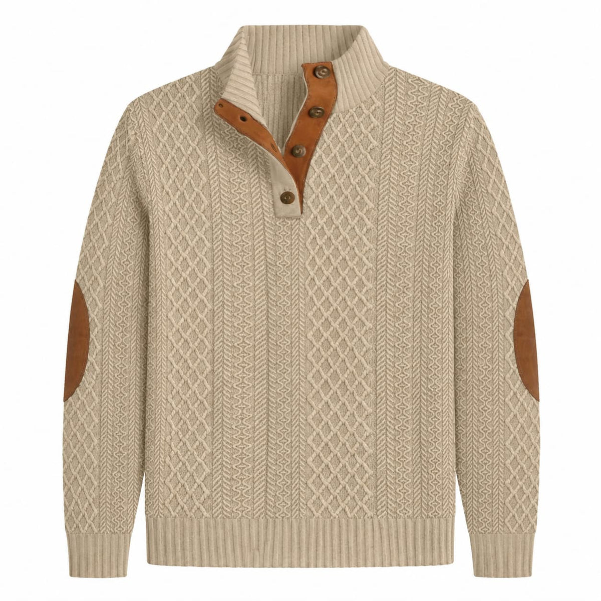 Men’s Textured Button Mock Neck Sweater