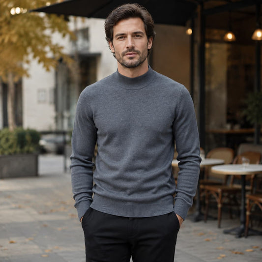 Men's Mock Neck Pullover Sweater
