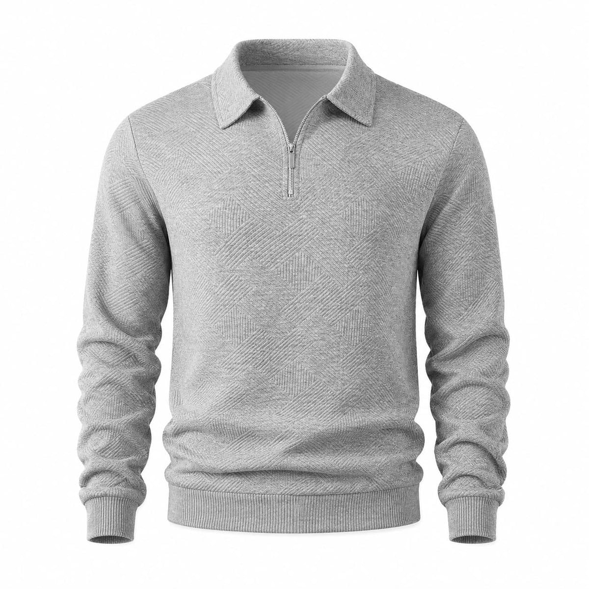 Men’s Textured Half Zip Polo Sweater