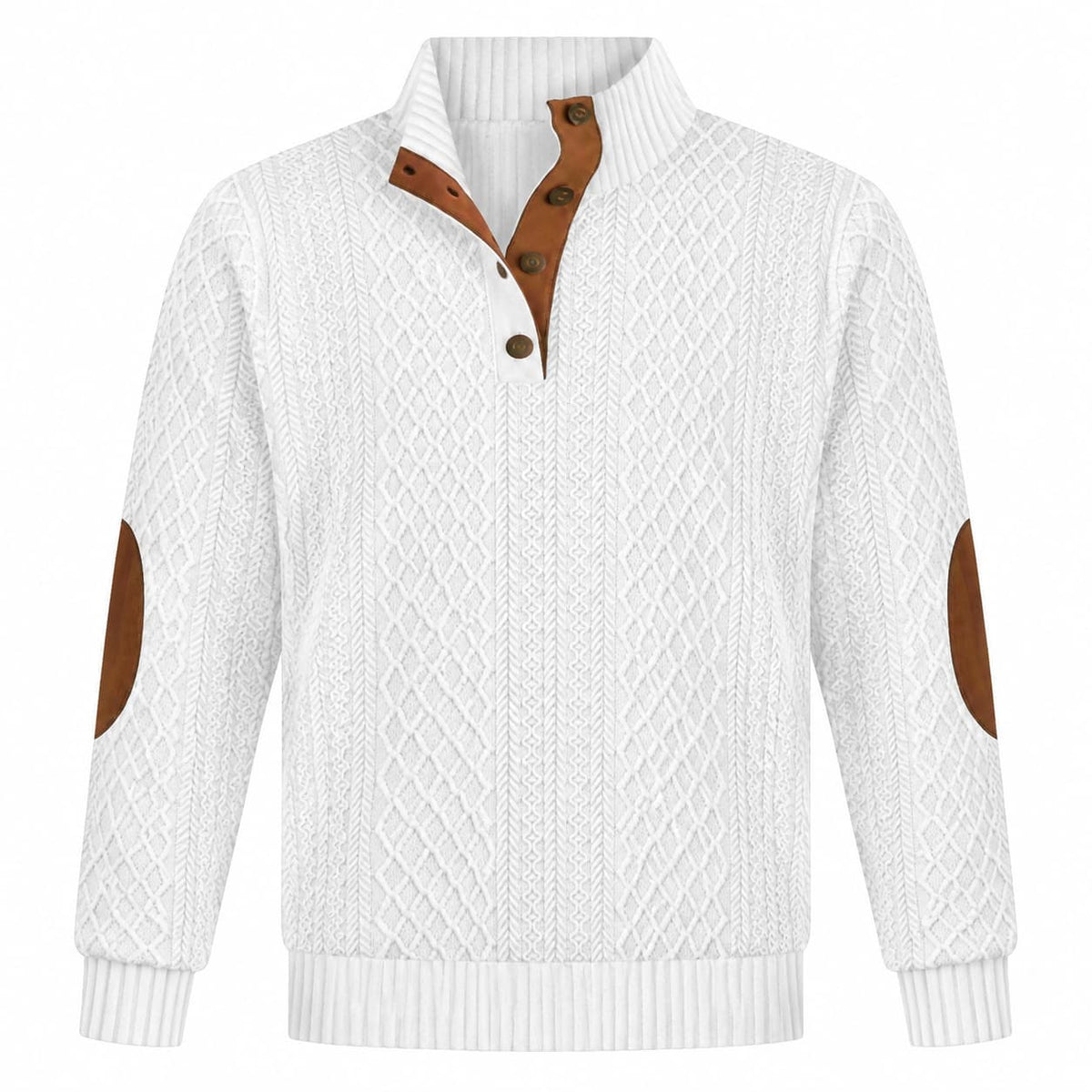 Men’s Textured Button Mock Neck Sweater