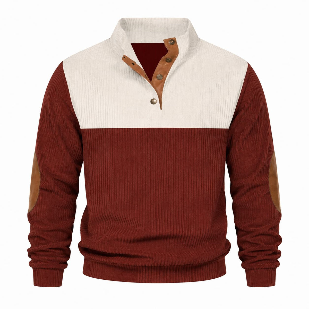 Men’s Colorblock Button Mock Neck Sweater
