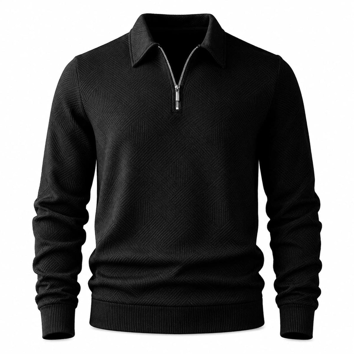 Men’s Textured Half Zip Polo Sweater