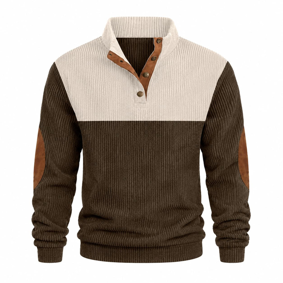 Men’s Colorblock Button Mock Neck Sweater