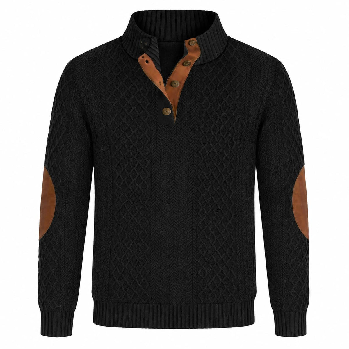 Men’s Textured Button Mock Neck Sweater