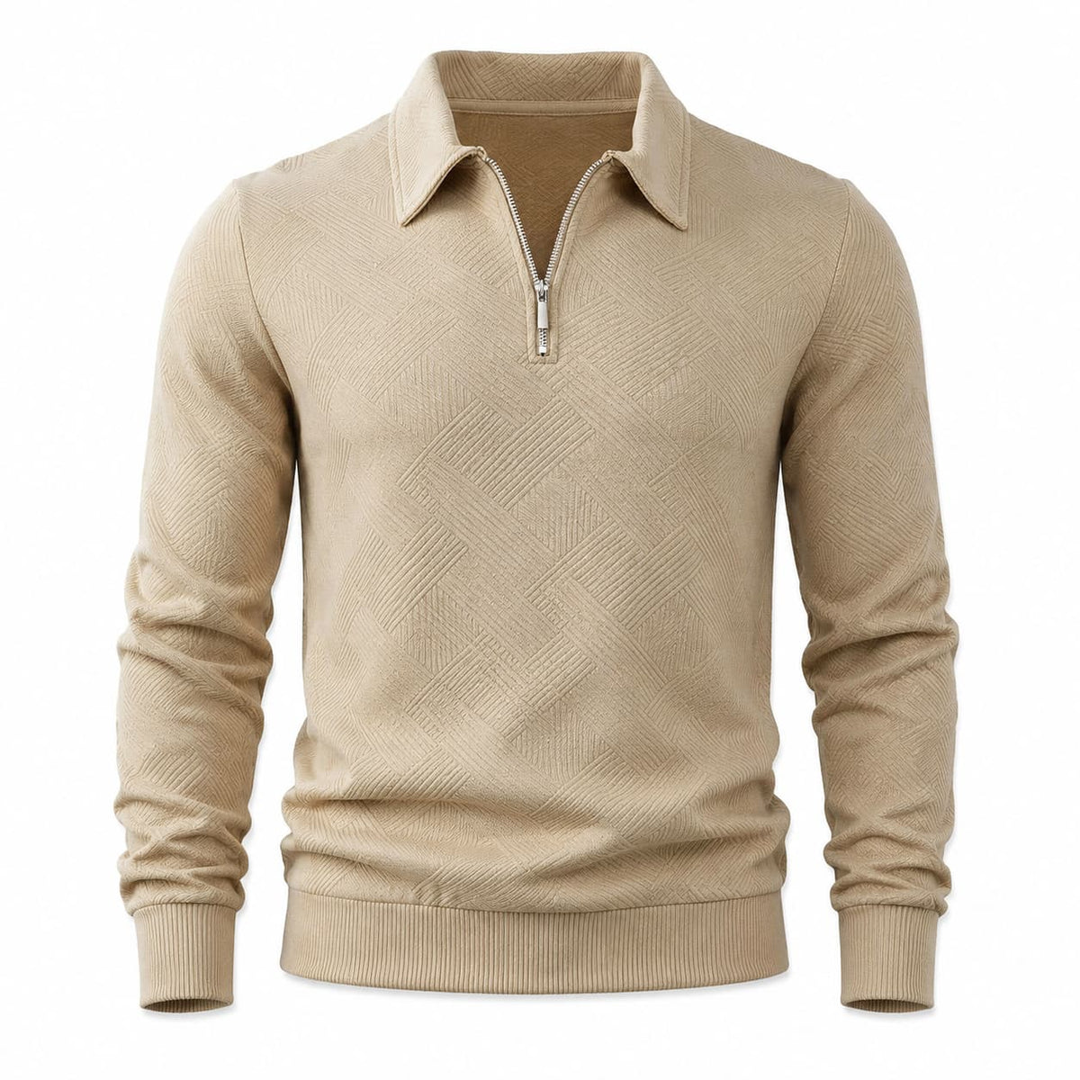 Men’s Textured Half Zip Polo Sweater