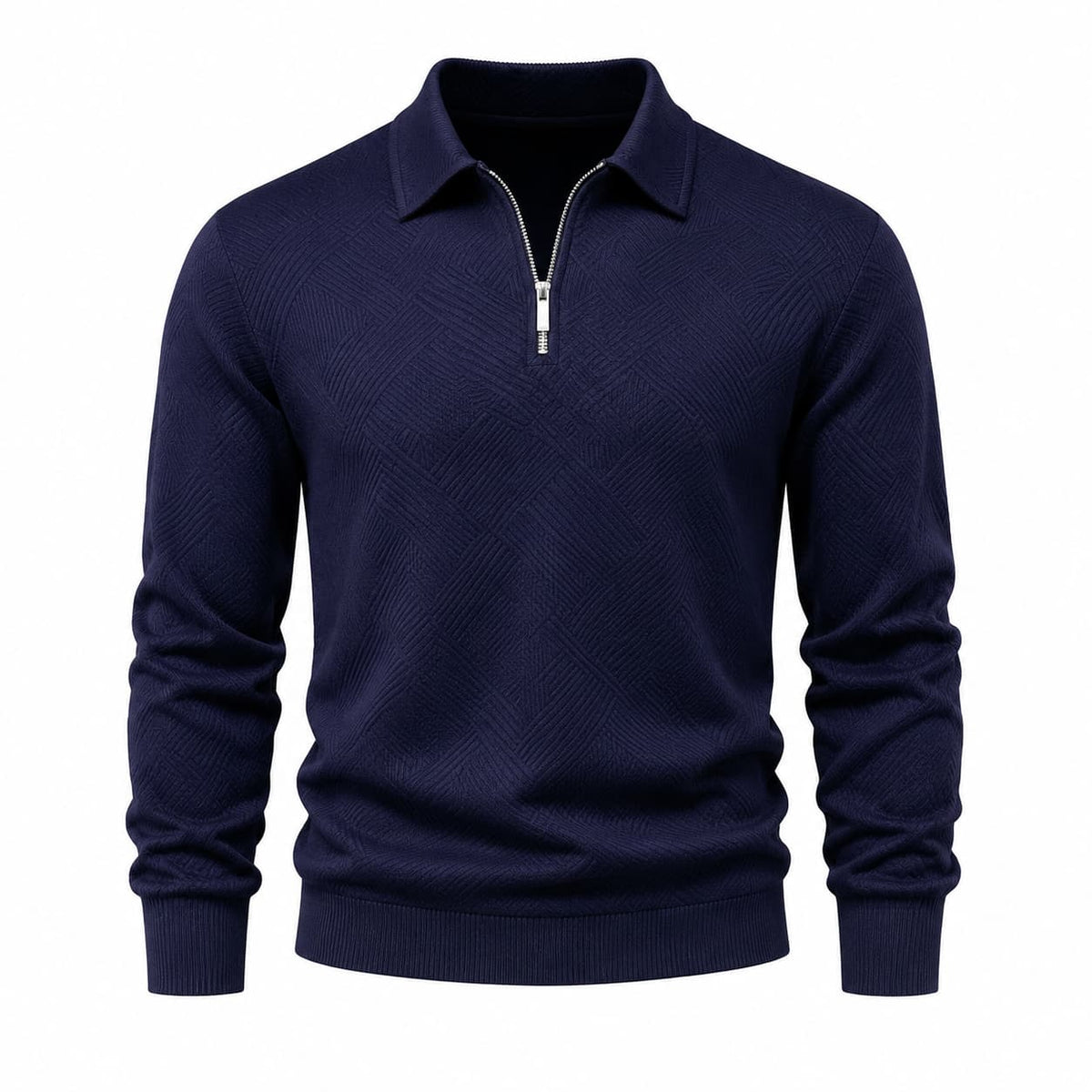 Men’s Textured Half Zip Polo Sweater