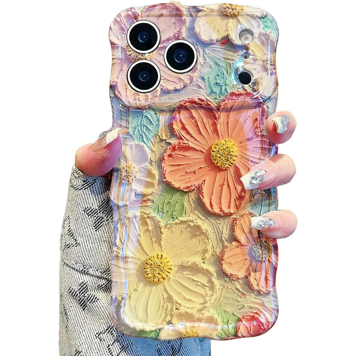 Shiny Oil Painting Flower Phone Case